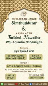 Maulid Mingguan hari kamis malam jumat bersama kyai ahmad said